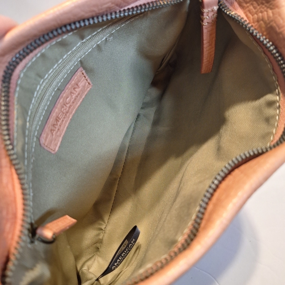 American Leather Co Pink Leather Crossbody Handbag - Picture 6 of 9